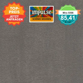 Draufsicht auf Vorwerk Mira 5X98 mit Preisetikett 85,41 €/m²